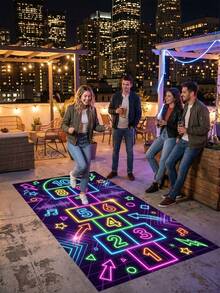 1pc Space Theme Activity Mat, Colorful Footprint & Astronaut Print Polyester Fiber Play Mat, Rectangular Game Rug Suitable For Indoor/Outdoor Games, Birthday Parties, Family Gatherings, Summer Backyard, Game Room, Bedroom, For Kids - A - View 11