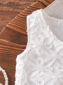 2pcs/Set Girls Elegant Chic White Vest Top And Skirt Set, Summer - White - View 4