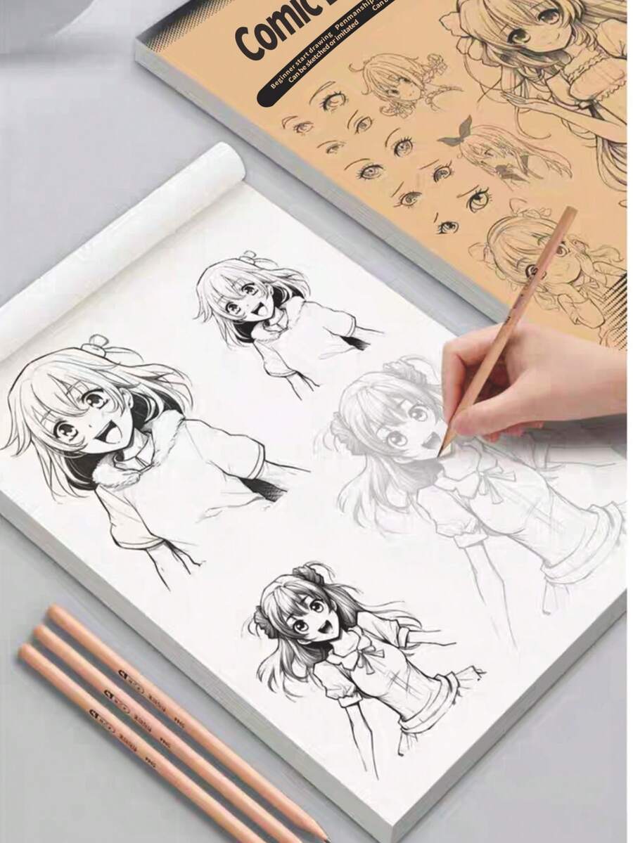 1pc 24-Page Manga Tracing Drawing Book, Anime Character Drawing Book, Art Book, Picture Book, Drawing Practice, Drawing Basics, Line Drawing, Self-Study Tutorial, Sketching Tracing Book,Enhancing Creativity, Beautifully Designed