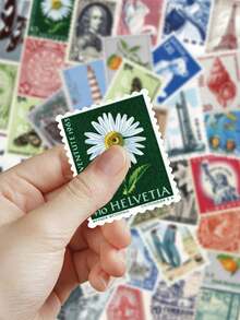 50pcs Vintage Postmark Stickers For Phone Case, Notebook, Planner, Diary, Scrapbook, Envelope, Greeting Card, Guitar, Skateboard Decoration, Self-Adhesive Birthday Gift - Multicolor - View 5