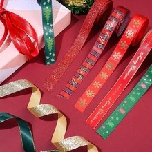 5 Yards 16mm Christmas Colorful Polyester Ribbon For Bouquet Packaging Diy Craft Party Wedding Decoration And Jewelry Making Accessories - A - View 4