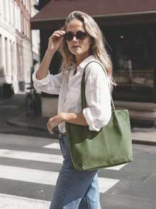 2026 Spring New Olive Green Suede Vintage Large Capacity Business Commute Shoulder Underarm Women's Bag - Olive Green - View 5