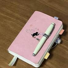 Kawaii Cartoon Penguin Print Soft Faux Leather Journal Notebook, 160 Sheets Lined Writing Paper, Portable Diary Planner With Elastic Closure, Ribbon Bookmark & Color Index Tabs, Aesthetic Stationery For Teen - A - View 1