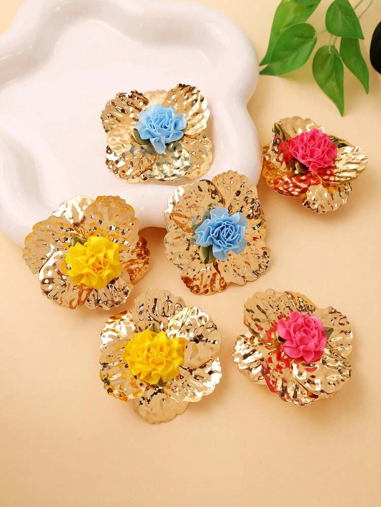 1 Pair Unique Elegant Casual Premium Vintage Exquisite Fashion Floral Drop Earrings For Women, Suitable For Daily Wear, Beach, Vacation, Festival, Wedding Jewelry - Multicolor - View 4