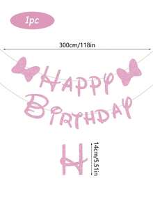 Pink Mouse With Bow "Happy Birthday" Banner – Suitable For Pink Mouse-Themed Birthday Party Decorations - Butterfly Bunting - View 2