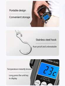 [High Quality] 1pc Portable Handheld Scale, Multi-Function Travel Scale, 50kg/75kg Capacity, Hanging Fishing Scale, Suitable For Home And Air Travel, With Large Handle, Backlit LCD Display And Weight Lock Function (AAA Batteries Not Included) - Multicolor - View 12