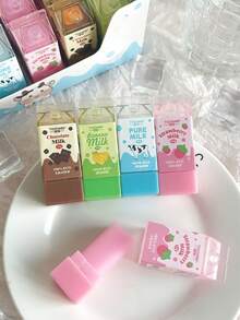 1/2/4/24pcs Milk Erasers, Mini Banana Chocolate Milk Carton Shaped, Low Dust PVC Material, For Pencil Cleaning, Suitable For Back To School Students, Graduation Season, Office - Multicolor - View 5