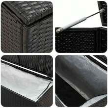 vidaXL Garden Box Cushion Box Storage Box Garden Trunk Chest Box Storage Box Cushion Box Garden Poly Rattan 100x50x50cm Black - Black - View 5