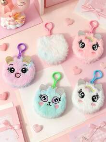 1 PC New Round Cartoon Plush Pendant Book Unicorn Big Eyes Cute Notebook Children's Pocket Book - Multicolor - View 1