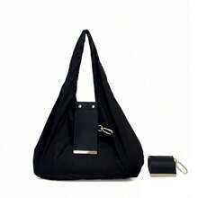 1pc Foldable Large Capacity Women's Storage Bag, Lightweight Shoulder Bag, Multi-Scenario Hanging Shopping Bag, Mini Keychain Tote Bag, Suitable For Commuting, Work, Travel And Daily Outings - Multicolor - View 12