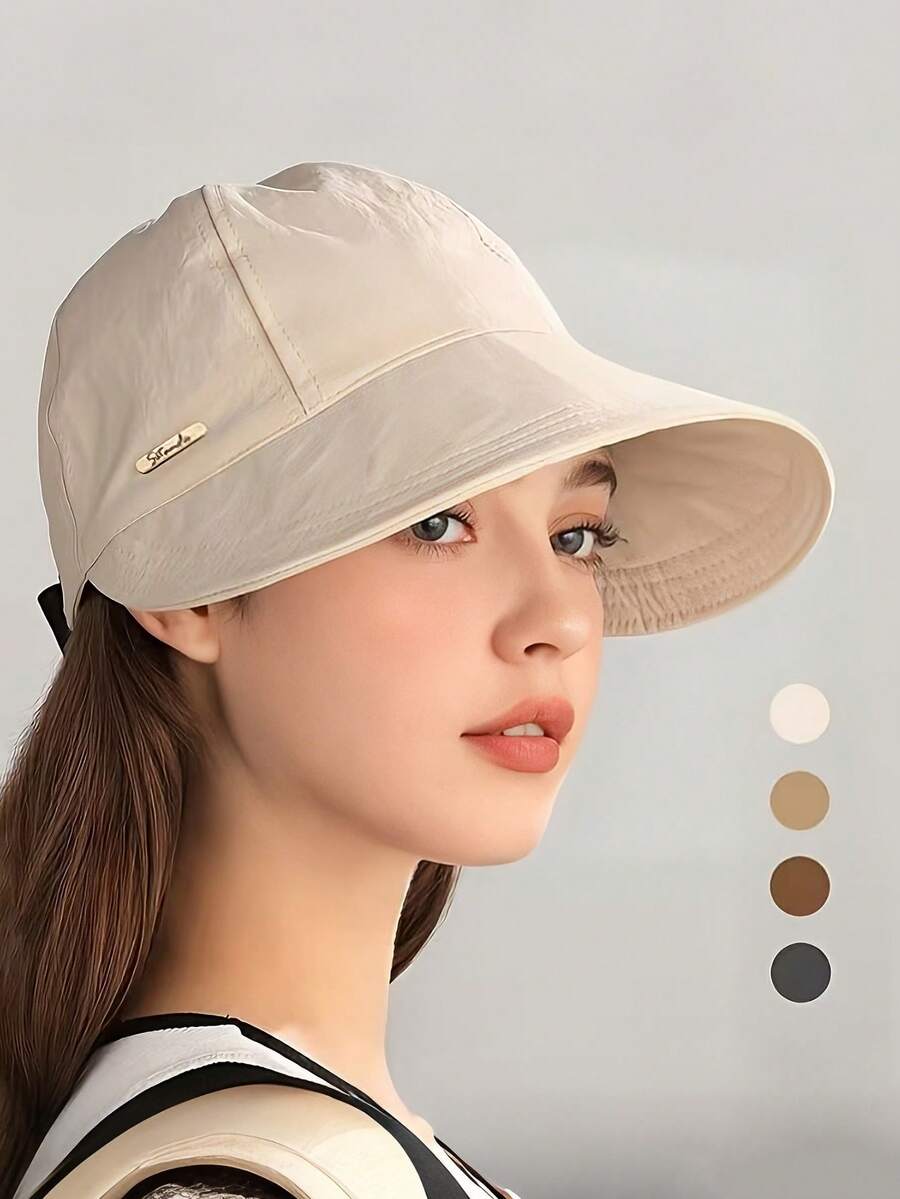 1pc Women's Lightweight Foldable Sun Hat - Adjustable Wide Brim Baseball Cap, Sun Hat, Suitable For All Seasons, Daily Fashion Versatile, Breathable Fabric, Daily Accessory - A - View 1