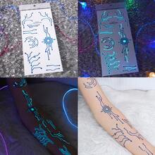 2 Sheets Glow In Dark Cyberpunk Mechanical Temporary Tattoo Stickers, Large Sci-Fi Robot Line Pattern Waterproof Long Lasting Body Decals For Men Women Cosplay Party Decor,Halloween Costume - Multicolor - View 6