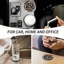 2pcs Leopard Print Rhinestone Fashion Car Cup Holders, Car Interior Decoration - Leopard Print Coasters - View 7
