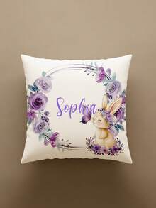 1 Stück anpassbarer personalisierter Textdruck doppelseitiger Kissenbezug, Meerjungfrau Kissen, Cartoon Kaninchen Kissen, Ballettmädchen Kissen, Kissenbezug, gemusterter Kissenbezug, geeignet für Feiertagsgeschenke, DIY gemusterter Kissenbezug, Geschenk für Familie, Freunde und dich selbst - Violett - Übersicht 6