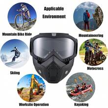 Máscara Facial Deportiva Negra con Lente HD, Espuma Cómoda y Correa Ajustable, para Paintball, Motociclismo, Esquí y Exterior - Blanco - Ver 5