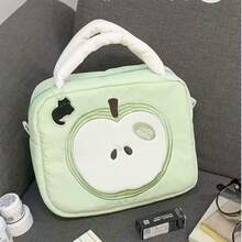 1pc Cute Apple Handheld Makeup Bag, Convenient Large Capacity Partitioned Skincare & Toiletry Bag, Travel Storage Bag, Multi-Functional Student Class & Commute Tote Bag - A - View 5