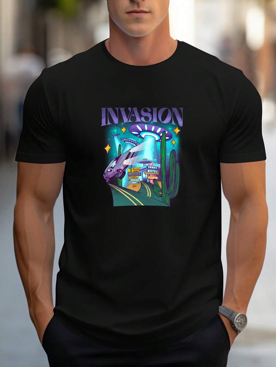 Men T-Shirts - 黑色 - 查看 1