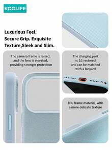 Koolife 1件裝科技布料磁吸手機殼，PC+TPU材質，純色，金屬按鈕，輕量防刮防摔保護殼，適用於 18 Pro/18 Pro Max/17/17 Pro/17 Pro Max/16/16 Pro/16 Pro Max/15/15 Pro/15 Pro Max - 遠峰藍 - 查看 8