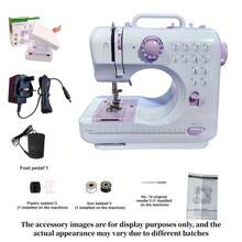 1pc Mini Portable Electric Sewing Machine, Multi-Functional Household Sewing Machine, Adjustable Speed, 12 Stitches Patterns Suitable For Parents, Beginners, Hobbyists, Lightweight And Easy To Carry, Can Be Used Indoors Or Outdoors, Battery-Operated, Includes Main Unit, Power Adapter, Instruction Manual - Multicolor - View 12