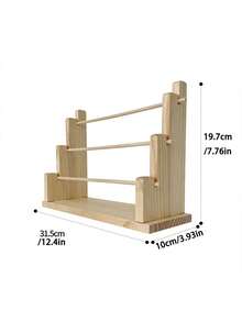 1 Wooden Desktop Jewelry Rack, Can Hold Bracelets, Bangles, Journal Tape, Keychains, And Bracelets. Detachable Design, Perfect For Storing Pendants, Hair Accessories, And Keychains. - Wood Color - View 8