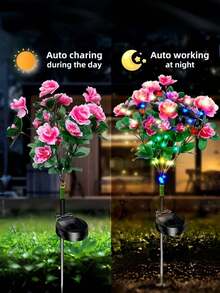 Solar Powered Garden Lights Outdoor Solar Azalea Shaped LED Pathway Lights Suitable For Yard Lawn Patio Garden Decoration (Warm Light) - Azalea - View 9