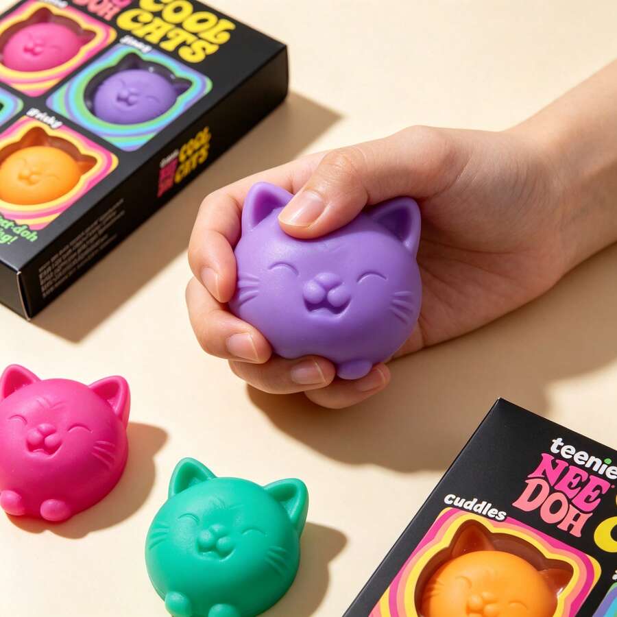 1pc Cat-Shaped TPR Squeeze Toy, Soft And Fluffy Leisure Relaxation Toy, Cute Colorful Textured Stress Relief Hand Toy, Binge-Watching Companion, Stress Relief Item For Leisure Time, Realistic Animal-Shaped Entertainment Stress Relief Toy, Adult Leisure Squeeze Toy, Time-Killing Stress Relief Toy, Soft And Fluffy Toy, Casual Style Desktop Decoration - Multicolor - View 1