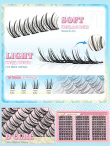 FQBFQB 180pcs Lash Clusters Cluster Eyelash Extensions, 10-16mm Mix Lash Clusters For Beginner Suitable For DIY 3D Effect For Daily Wear & Party, Home, Travel & Music Festivals - D - View 3