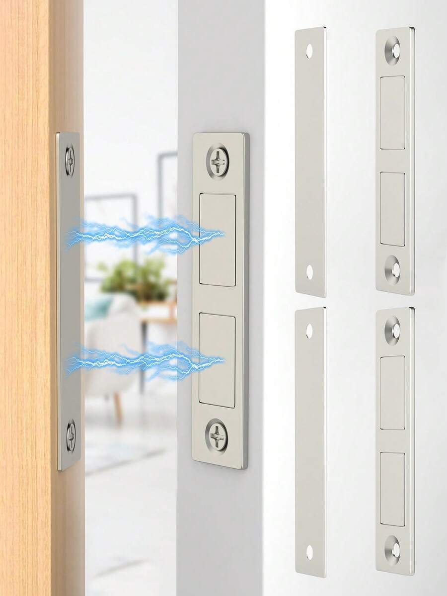1/2/4 Pairs Extended Magnetic Door Catch, Drawer Magnets To Stay Closed, 30 LB Cabinet Door Magnets For Closures Wardrobe Cabinets Closet Closing - Multicolor - View 1