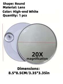 1pc 10x/20x/50x/60x Magnifying Makeup Mirror With Suction Base, Handheld Size, Suitable For Bathroom, Travel, Office Eye Makeup And Grooming - Black - View 18