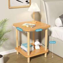 Double-Layer Square Table, White Surface, Sturdy Solid Wood Legs, Practical And Suitable For Bedside Storage Furniture - Multicolor - View 7
