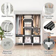 Vicye Large Fabric Wardrobe With 2 Hanging Rods And 8 Shelves, Foldable Wardrobe With Cover, Portable Wardrobe Dressing Room, Bedroom (White, 124 X 42 X 162) NUFX - Stamp Duty - View 4