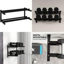 Wall-Mounted Dumbbell Rack, 2-Tier Weight Stand, Space-Saving And Multi-Functional Steel Organiser For Home Gym, Black - T0001-01-12423 - View 2