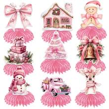 Christmas Theme Party Supplies Honeycomb Decorations Tabletop Decor Holiday Scene Arrangement - Multicolor - View 8