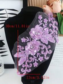 全新蕾丝网绣花水钻串珠亮片贴花，DIY 服装配饰，新娘礼服装饰，尺寸：30 厘米长 x 13 厘米宽，多种颜色可选 - 多色 - 查看 37