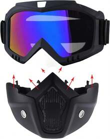 Máscara Facial Deportiva Negra con Lente HD, Espuma Cómoda y Correa Ajustable, para Paintball, Motociclismo, Esquí y Exterior - Blanco - Ver 9