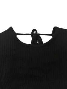 Autumn/Winter Casual Ruffle Knit Dress - Black - View 9