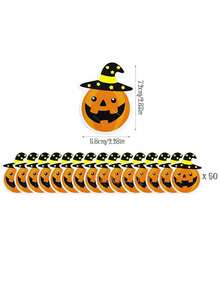 100/50pcs Halloween Lollipop/Candy Decorative Paper Cards - Creative DIY Pumpkin & Ghost Designs, Suitable For Halloween Party Gift Packaging And Decoration - Multicolor - View 11