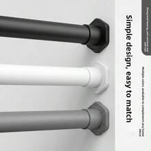 1pc No-Drill Adjustable Shower Curtain Rod, Telescopic Rod Available In Black, White, Grey With Multiple Sizes, Can Be Used As Curtain Rod, Closet Rod, Balcony Drying Rack, Towel Bar, Etc., Suitable For Bathroom, Closet, Balcony, Door And Window And Other Various Scenes - Hexagonal Cushion - View 2