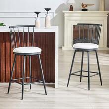 Modern Metal Windsor-Style Bar Stool With Padded Seat For Kitchen Islands, Bars, Restaurants - White - View 3