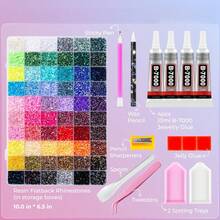 48.000 viên đá resin jelly 60 màu, đá đính mặt phẳng đa màu trang trí, phù hợp cho tranh đính đá, gồm 4 chai keo dán trang sức B7000 10ml và dụng cụ, quà tặng Giáng Sinh sinh nhật cho nữ - Bộ - Xem 5