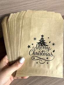 100/50/30/1pc Christmas Kraft Paper Gift Bags, Holiday Tree Pattern, Suitable For Christmas Gift Wrapping, Christmas Gifts And Christmas Storage, Perfect Christmas Packaging Supplies - One Size Fits All - View 3