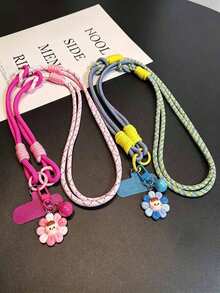 Sunflower Pendant Phone Lanyard, Couple's 2-Piece Set Short Wrist Strap, 2-In-1 Ring Hand Strap, Dual-Use Adjustable Braided Rope, Suitable For Outdoor Travel, Hiking, Unisex Smartphone Wristband Accessory, Short Rope Keychain, Smartphone Accessory Protective Case Lanyard - Multicolor - View 11