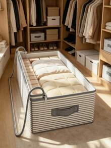 1/2pcs Large Capacity Striped Underbed Storage Bags, Large Opening Design Transparent Flip Cover Clothing Storage Bags, Blanket Bedding And Clothing Storage Boxes, College Dorm Essentials, More Underbed Storage Space, Storage Room Organization And Storage - Multicolor - View 1