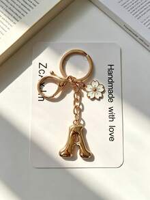 1pc Metal Letter Keychain, Exquisite Bag Charm, Car Key Ring, High-End Women's Bag Decoration Gift - Gold - View 5