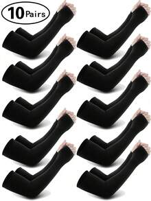 10 Pairs Unisex UV Protection Cooling Arm Sleeves, Compression Arm Sleeves, Suitable For Football, Golf, Volleyball, UV Protection, Tattoo Coverage, Also Suitable For Gardening And Other Activities - A - View 1