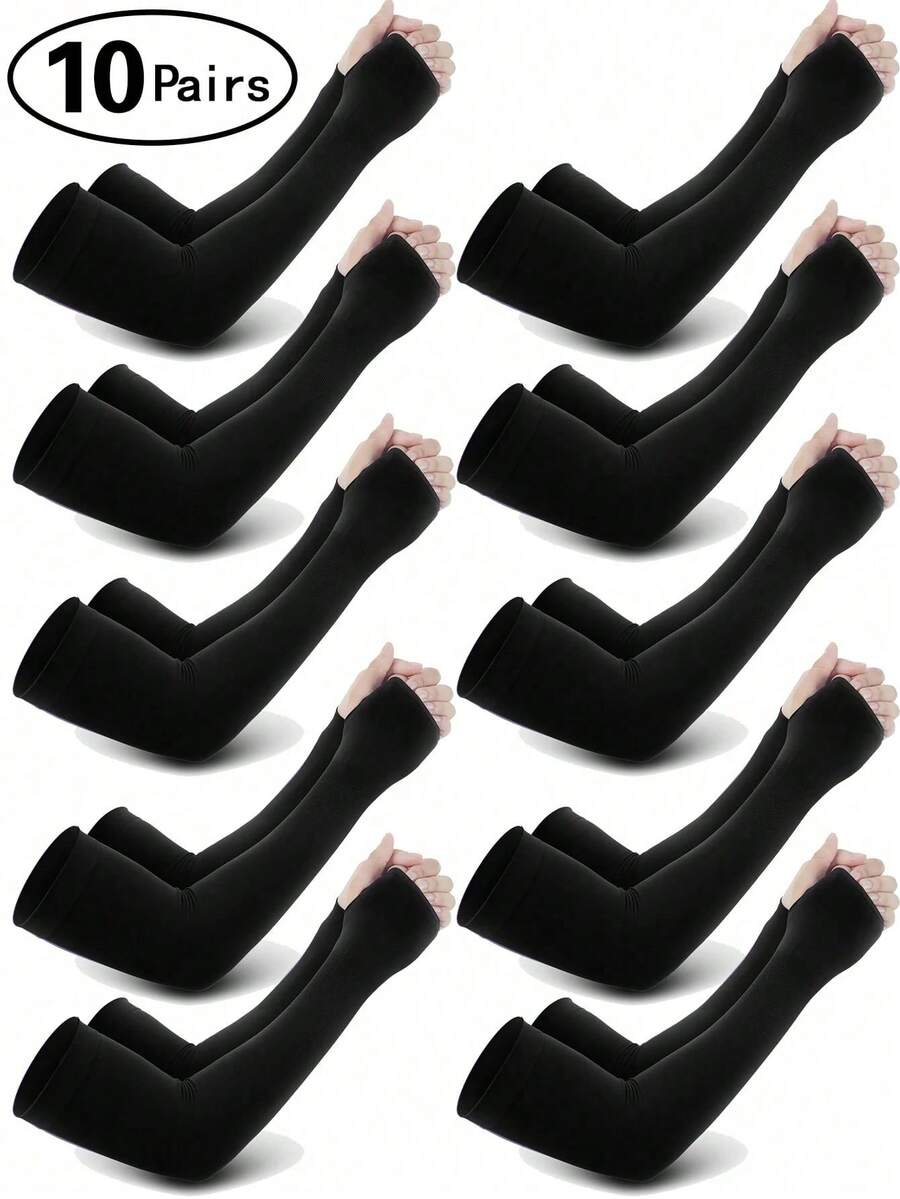 10 Pairs Unisex UV Protection Cooling Arm Sleeves, Compression Arm Sleeves, Suitable For Football, Golf, Volleyball, UV Protection, Tattoo Coverage, Also Suitable For Gardening And Other Activities - A - View 1