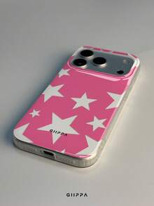 GIIPPA 1件粉色背景白色星星圖案設計手機殼，適用於Phone 17 Pro Max，相容Phone 16 Pro Max、15 Pro Max、14 Pro Max，韓系高端時尚趣味手機殼，適合11/12/13/14/15/16 Pro Max Plus，男女皆宜的優雅設計，聖誕節、情人節、復活節、婚禮季與生日送給女友的完美禮物！ - 粉色 - 查看 4