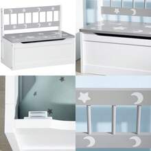 2 In 1 Storage Bench, Toy Box W/ Safety Rod - Grey - T0001-01-12465 - View 2