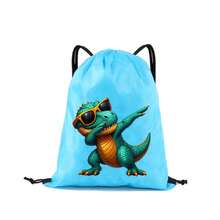 1pc Drawstring Bag With Fashion Glasses T-Rex Print, Lightweight Sports Backpack For Swimming & Fitness - Multicolor - View 11