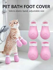 4 Peças Botas Anti-Arranhões para Gatos, Capas Ajustáveis para Patas de Gato, Sapatos Protetores de Patas de Gato de Silicone com Tira Ajustável, Adequado para Banho, Chuveiro, Corte de Unhas, Limpeza de Orelhas e Cenários de Cuidados com Animais de Estimação, Coisas de Gato, Acessórios de Gato, Brinquedos de Gato - Multicolorido - Visão 2